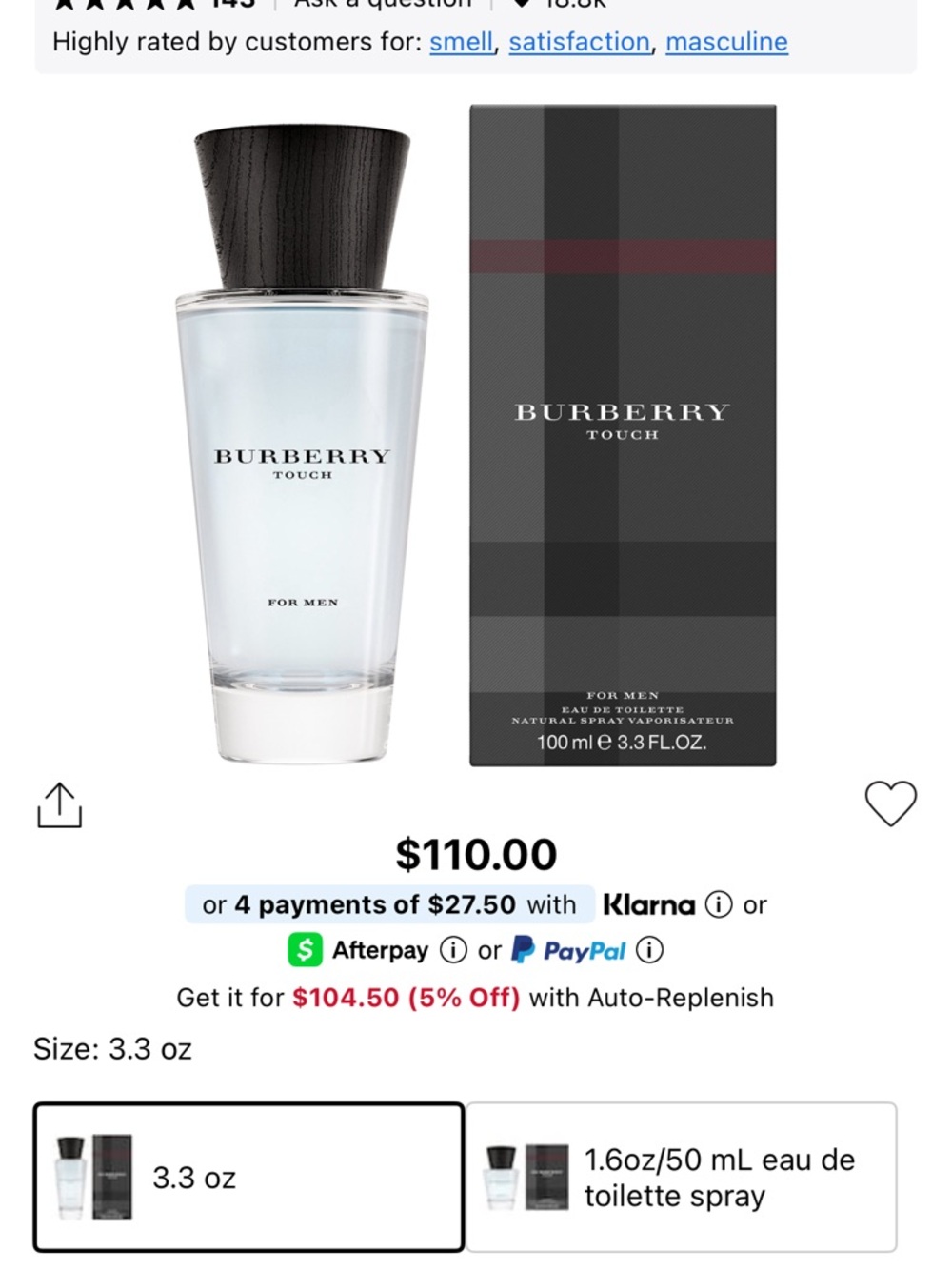 Burberry Light Blue & Black Men's Eau de Toilette Bottle
